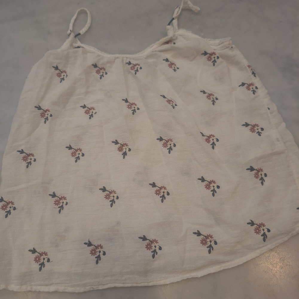 Abercrombie & Fitch Camisole Top Sz XS White Floral Embroidered Boho Tank Summer